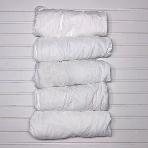 BURTS BEES Set of 5 100% Organic Cotton Plain White Fitted Standard Crib Sheets